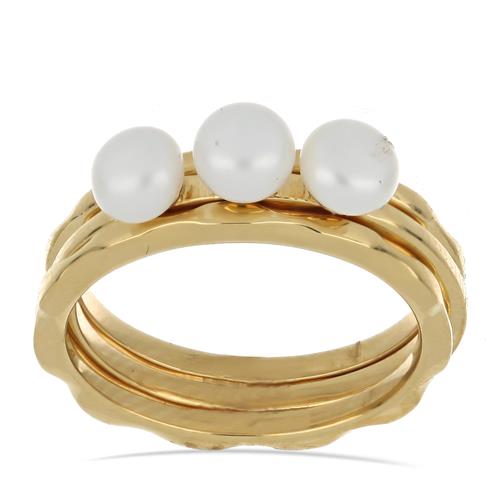 1.62 CT WHITE PEARL GOLD PLATED STERLING SILVER RINGS #VR044890